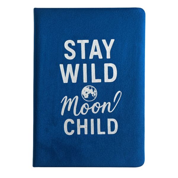 Carnet en velours Bleu "Libre pour toujours, enfant de la Lune"  80 pages lignées