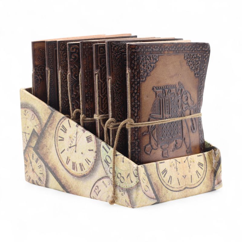 Carnets ésotériques cuir assortis (15x11,5 cm) – Présentoir
