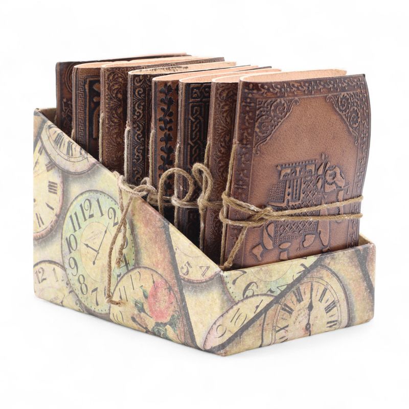 Carnets ésotériques cuir assortis moyens (12,5x9 cm) – Présentoir