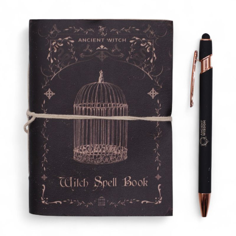 Carnets rituels sorcière cuir assortis (15x11,5 cm) – Présentoir