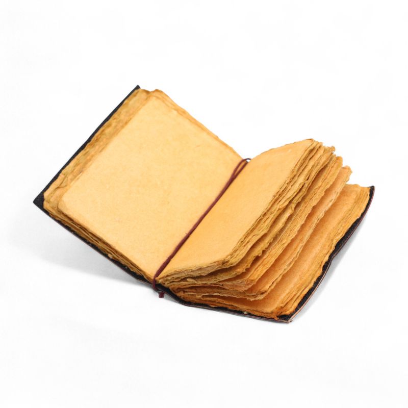 Carnet cuir épais bords frangés (12,5x9 cm) – Chaque jour n’est pas divin