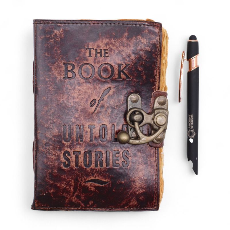 Carnet cuir épais bords frangés (15x10 cm) – Livre des histoires oubliées
