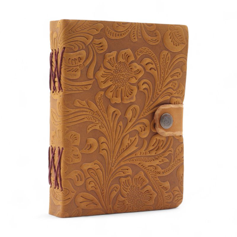 Carnet cuir embossé (18x13 cm) – Floral – 200 pages