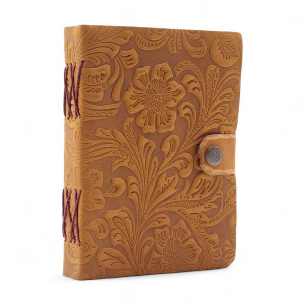 Carnet cuir embossé (18x13 cm) – Floral – 200 pages