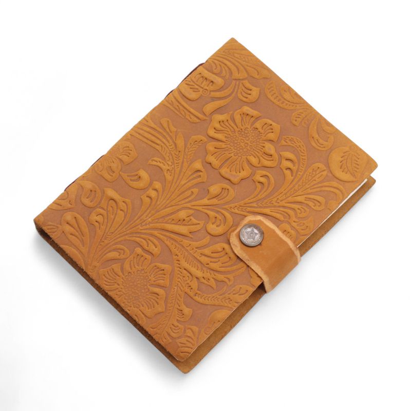Carnet cuir embossé (18x13 cm) – Floral – 200 pages