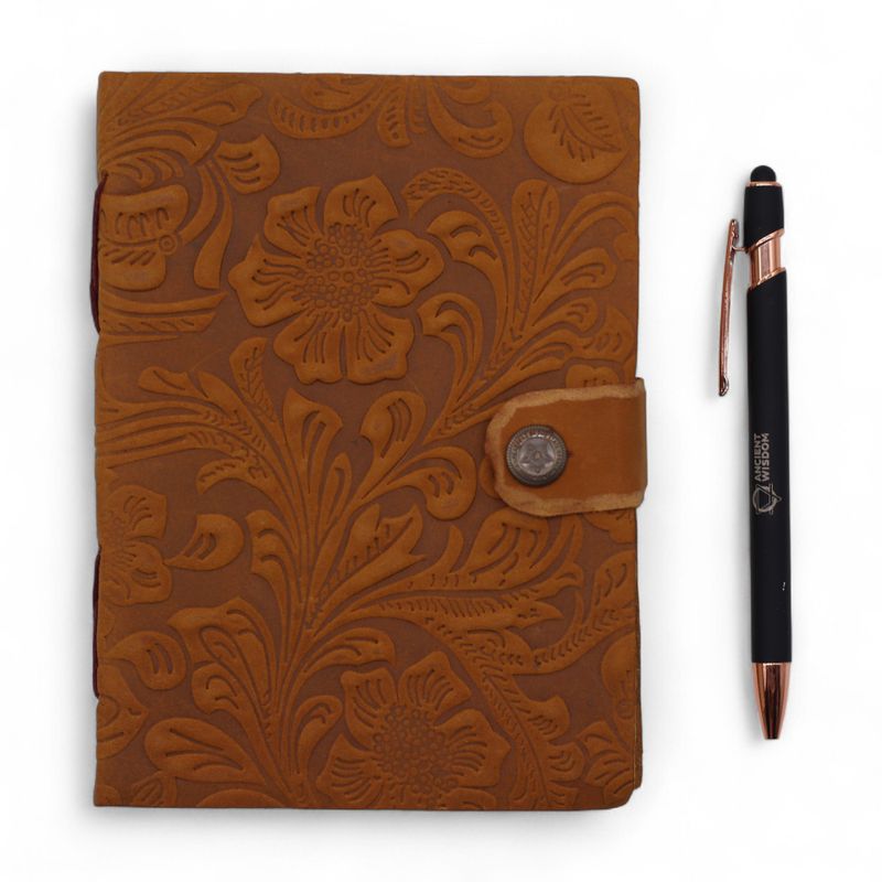 Carnet cuir embossé (18x13 cm) – Floral – 200 pages