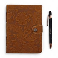 Carnet cuir embossé (18x13 cm) – Floral – 200 pages