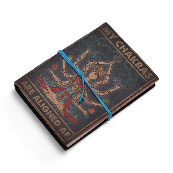 Carnet cuir imprimé (18x13 cm) – Chakras alignés AF – 200 pages unies