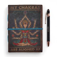 Carnet cuir imprimé (18x13 cm) – Chakras alignés AF – 200 pages unies