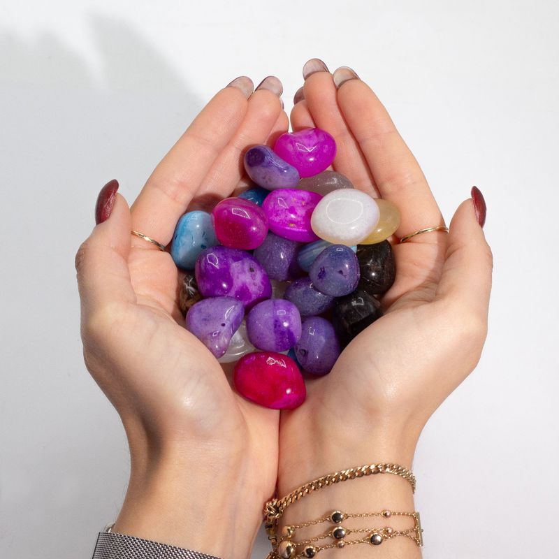 Agate mélangée traité vrac – 1 kg (env. 70 pierres) – 7 couleurs