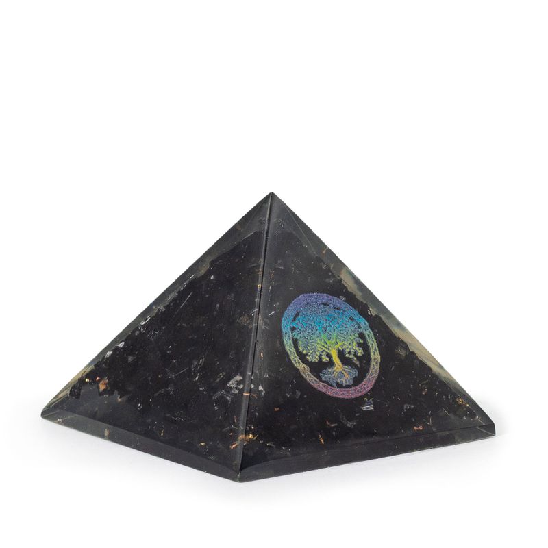 Petite pyramide orgonite 5,5x4,5 cm – Arbre de vie – Tourmaline noire