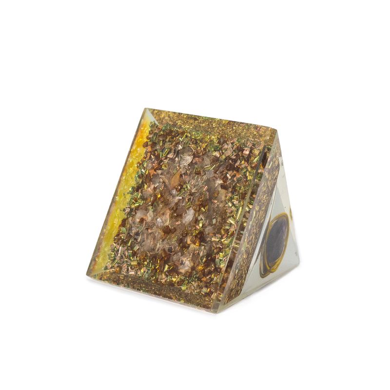 Pyramide orgonite moyenne 7x6 cm – Améthyste enroulée – Cuivre