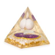 Pyramide orgonite moyenne 7x6 cm – Sphère de quartz – Quartz