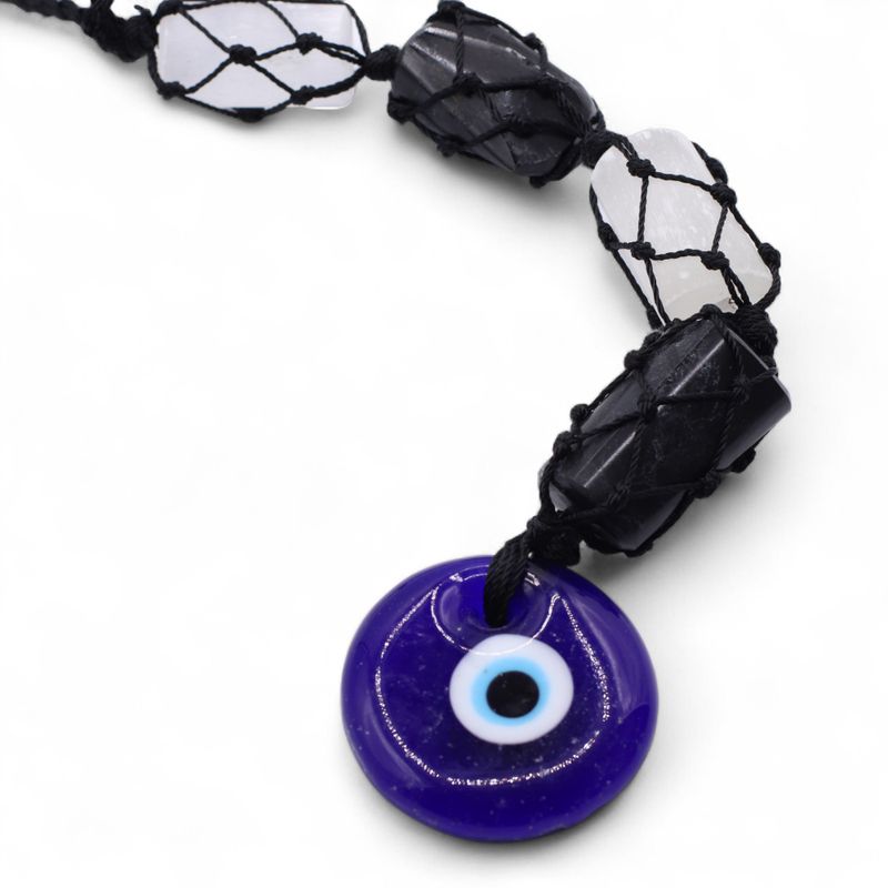 Pendent Tourmaline & Sélénite – Œil Protecteur