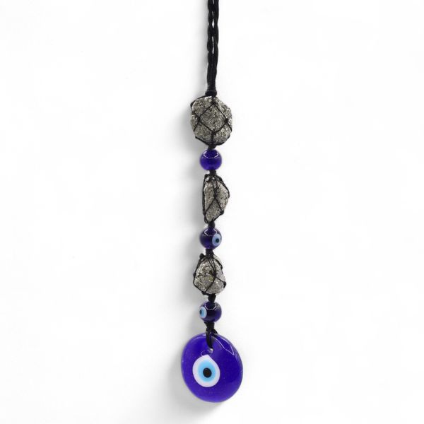 Pendent Pyrite & Perles – Œil Protecteur