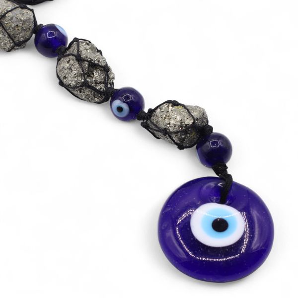 Pendent Pyrite & Perles – Œil Protecteur