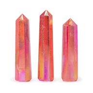 Pointes Obélisques en Gemme env. 9 cm – Quartz Aura Cristal – Pêche