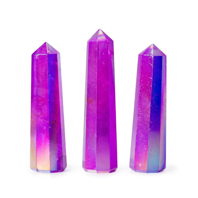 Pointes Obélisques en Gemme env. 9 cm – Quartz Aura Cristal – Violet