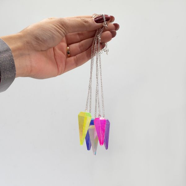 Pendule à Six Faces – Cristal d’Aurore Pêche – 4 cm