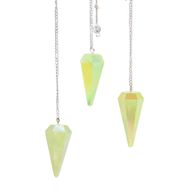 Pendule à Six Faces – Cristal d’Aurore Vert Pâle – 4 cm