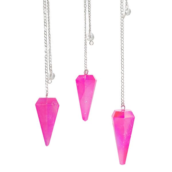 Pendule à Six Faces – Cristal d’Aurore Rose – 4 cm