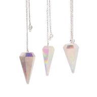 Pendule à Six Faces – Cristal d’Aurore Blanc Angélique – 4 cm