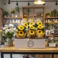 Boîte Cadeau de Fleurs de Savon – Bouquet de Deux Tournesols
