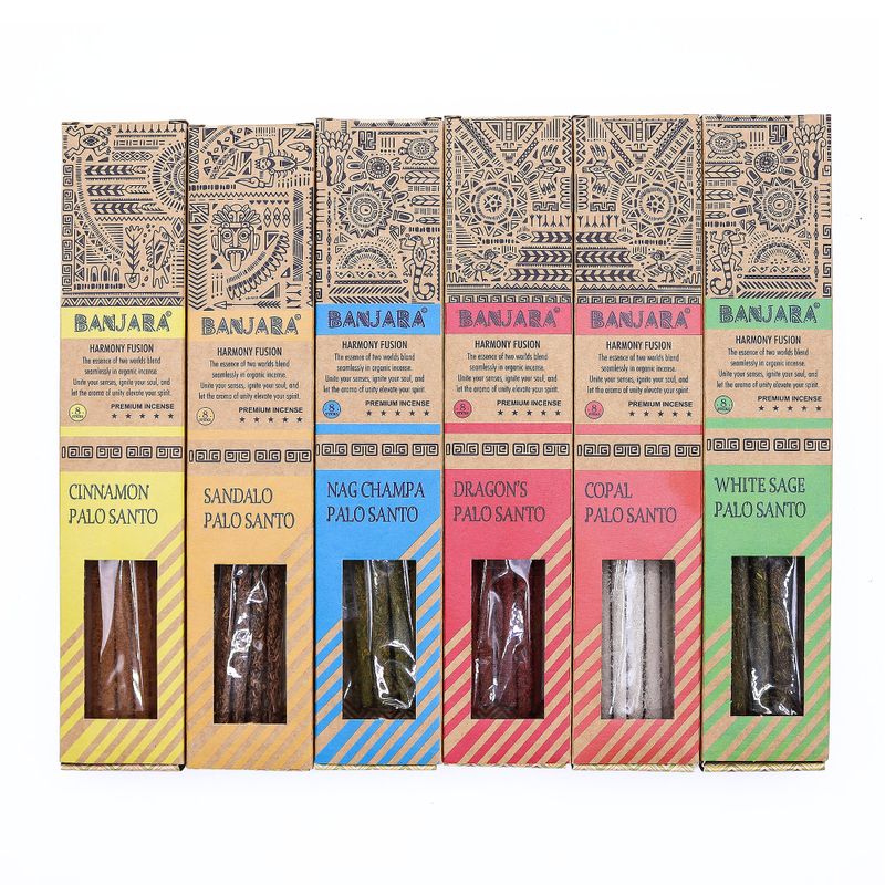 Banjara Bâtons de fumigation Palo Santo - Ensemble de 6 paquets