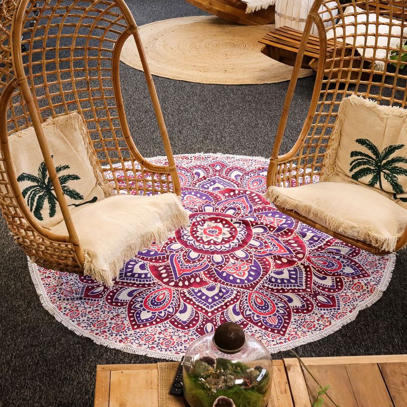 Grande tenture ronde mandala (180 cm) – Rose & Violet