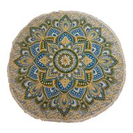 Grande tenture ronde mandala (180 cm) – Jaune & Bleu