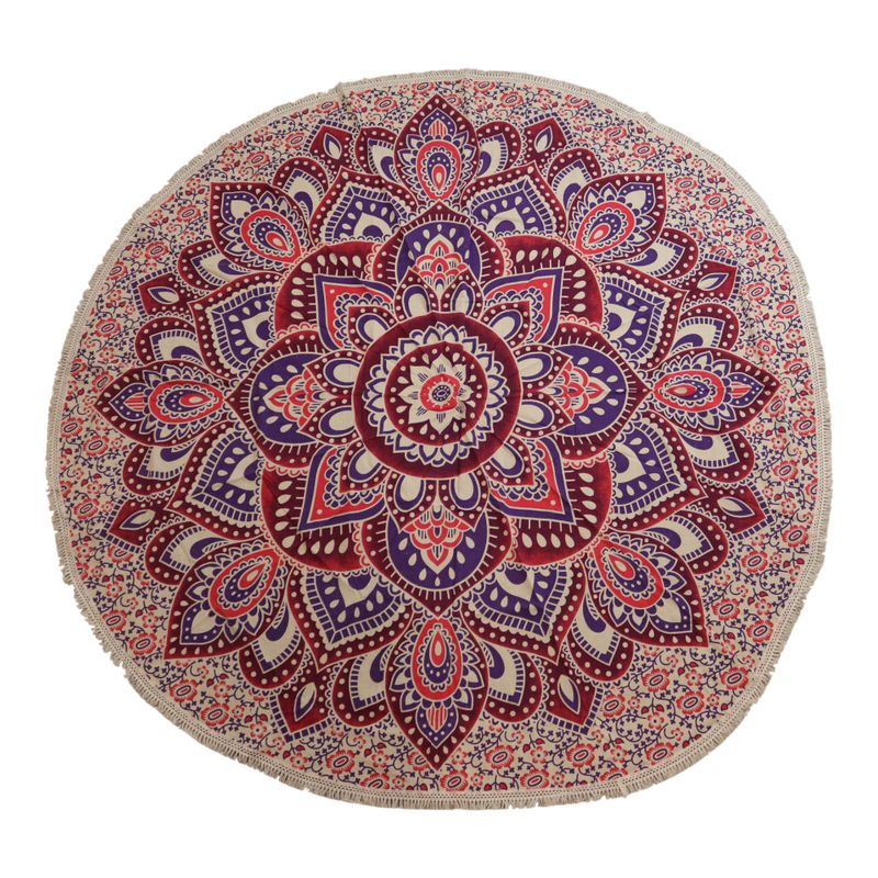 Grande tenture ronde mandala (180 cm) – Rose & Violet