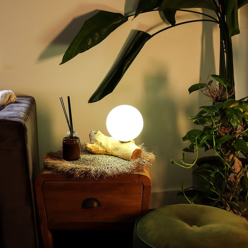 Lampe Lueur Flottante abat-jour Luna ivoire en coton