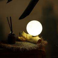 Lampe Lueur Flottante abat-jour Luna ivoire en coton