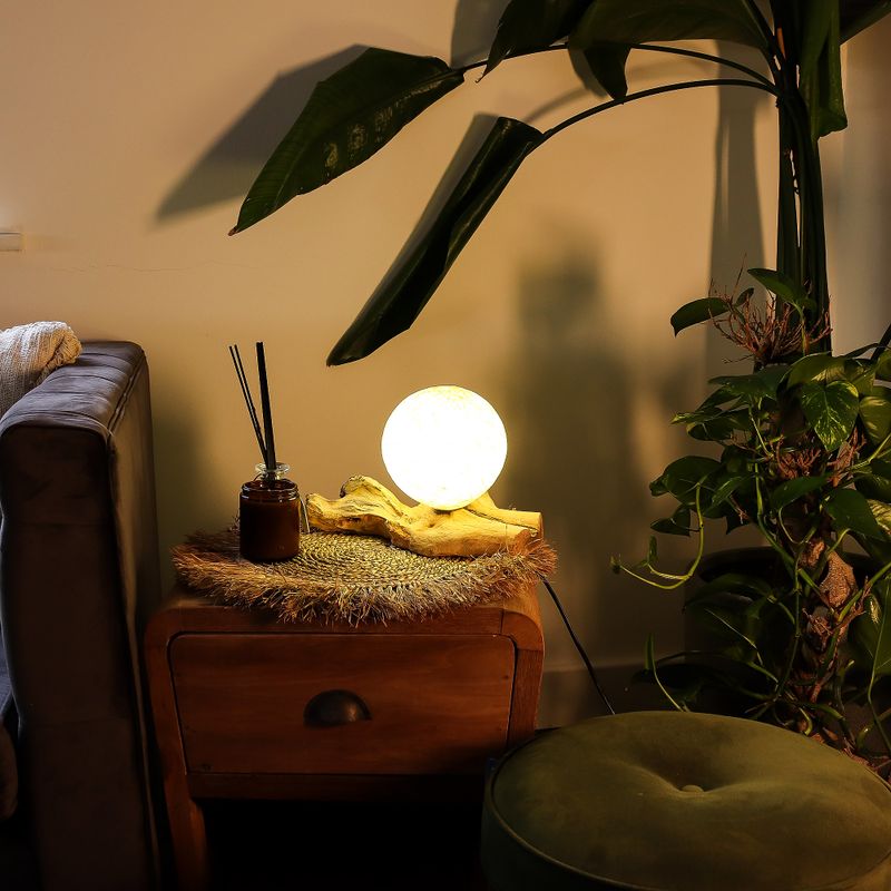Lampe Lueur Flottante abat-jour enveloppe en coton crème
