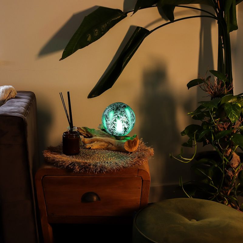 Lampe Lueur Flottante abat-jour craquelé émeraude
