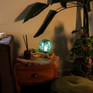 Lampe Lueur Flottante abat-jour craquelé émeraude