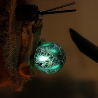 Lampe Lueur Flottante abat-jour craquelé émeraude