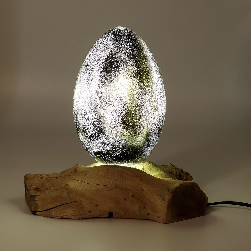 Lampe Lueur Flottante abat-jour Œuf de lave craquelé – gris