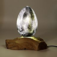 Lampe Lueur Flottante abat-jour Œuf de lave craquelé – gris