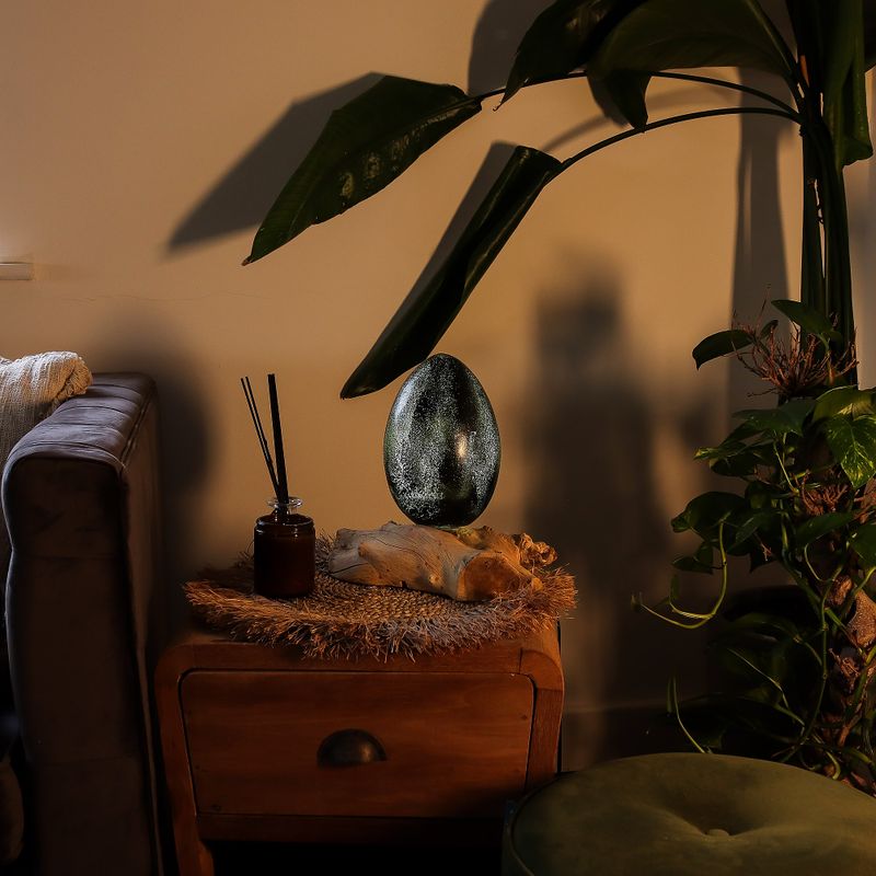 Lampe Lueur Flottante abat-jour Œuf de lave craquelé – gris