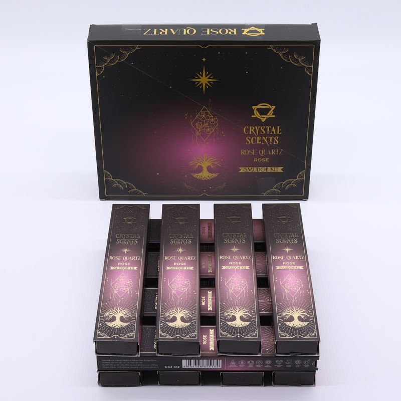 Encens & Cristaux Quartz Rose - Coffret Rose