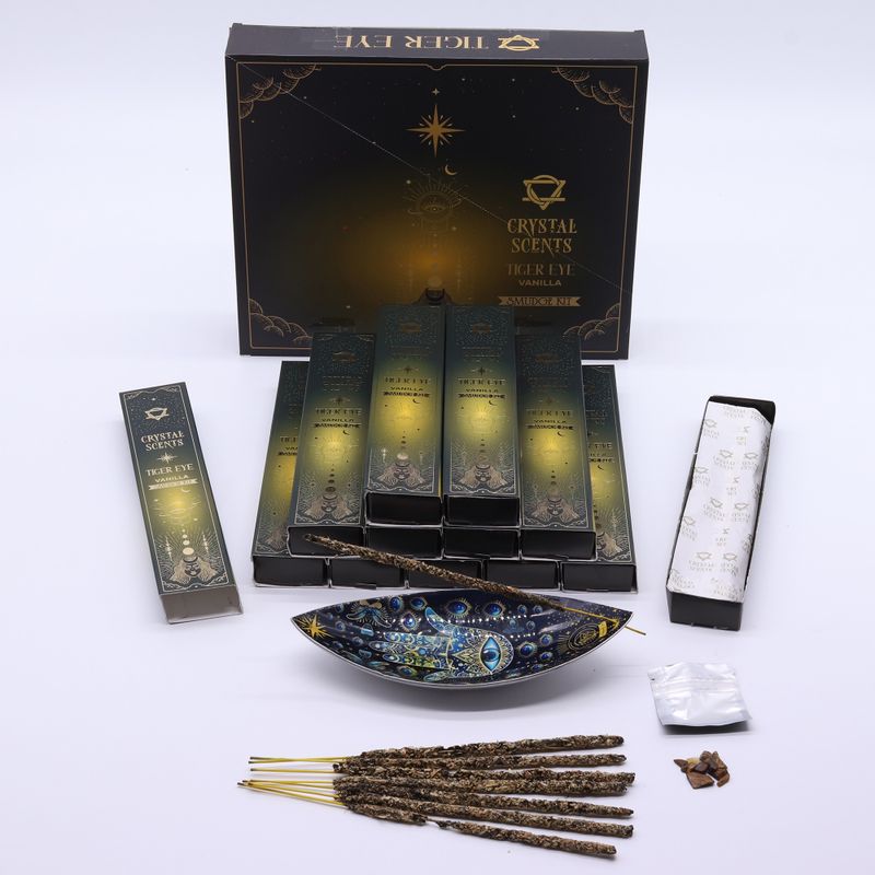 Encens & Cristaux Œil de Tigre - Coffret Vanille