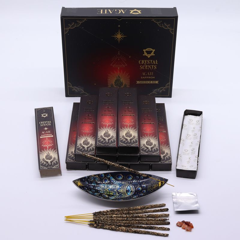 Encens & Cristaux Agate Rouge - Coffret Safran