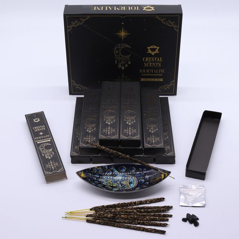 Encens & Cristaux Tourmaline - Coffret Bois de Santal