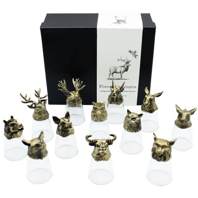 Verres à shot (25 ml) – Forêt & Créatures Mystiques – Bronze Antique