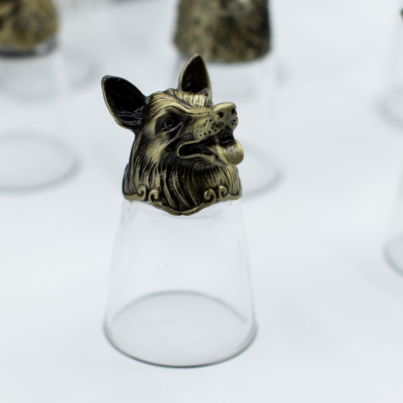 Verres à shot (25 ml) – Forêt & Créatures Mystiques – Bronze Antique