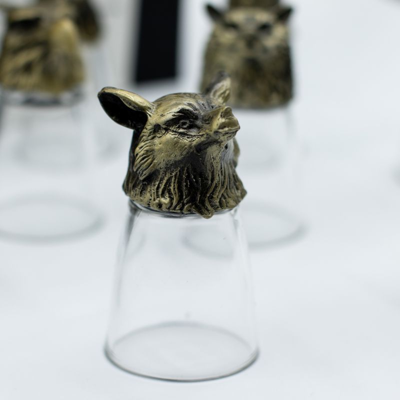 Verres à shot (25 ml) – Forêt & Créatures Mystiques – Bronze Antique