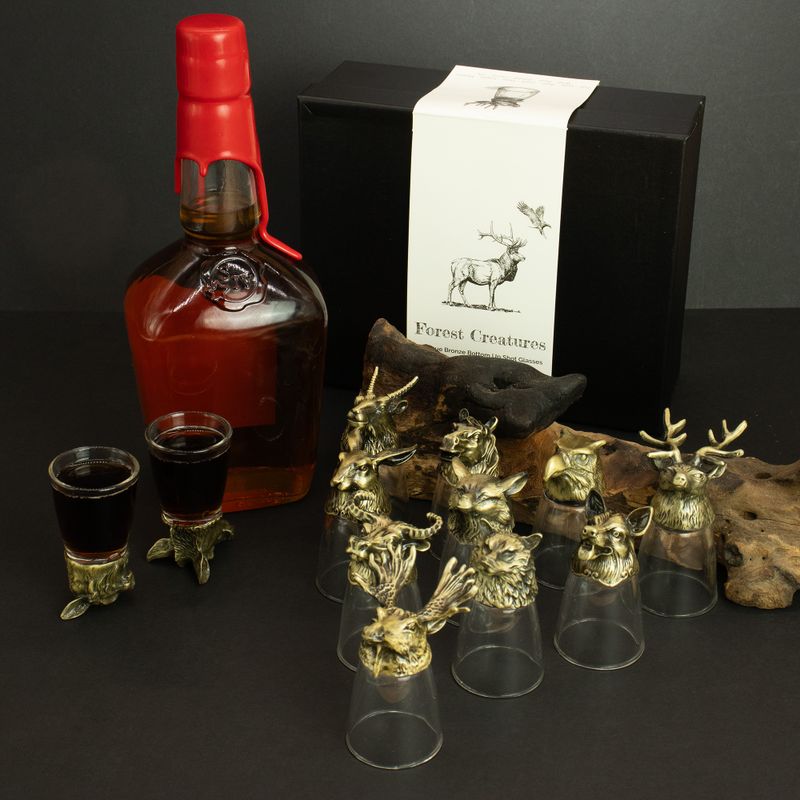 Verres à shot (25 ml) – Forêt & Créatures Mystiques – Bronze Antique