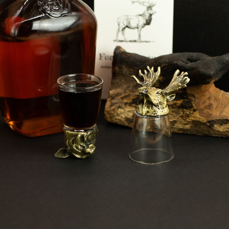 Verres à shot (25 ml) – Forêt & Créatures Mystiques – Bronze Antique