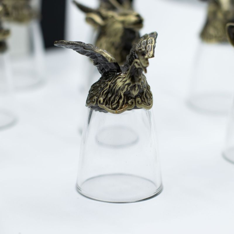 Verres à shot (25 ml) – Créatures du Zodiaque Chinois – Bronze Antique